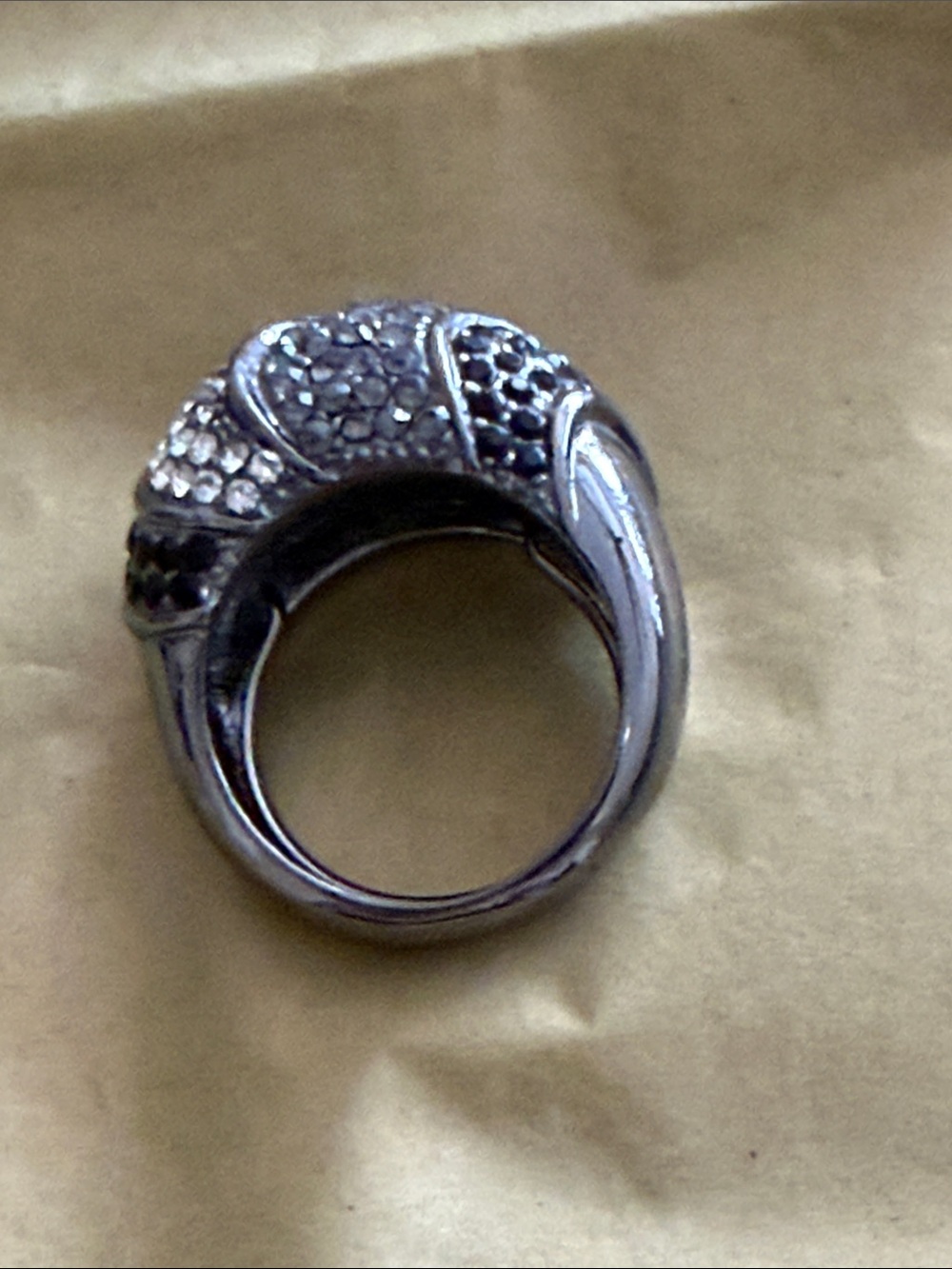 Ring size 7 grey black and clear crystal sparkling swirls of light - Picture 12 of 15